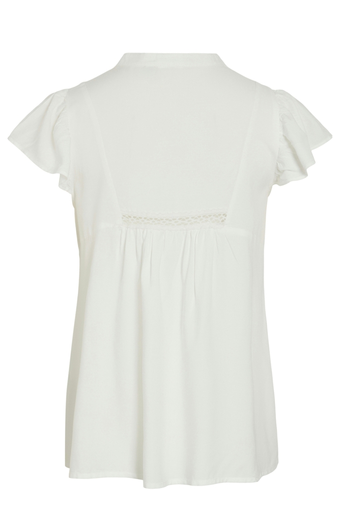 VIVISIA V-NECK C/S PLEATED TOP/TES 14106953 CLOUD DANCER